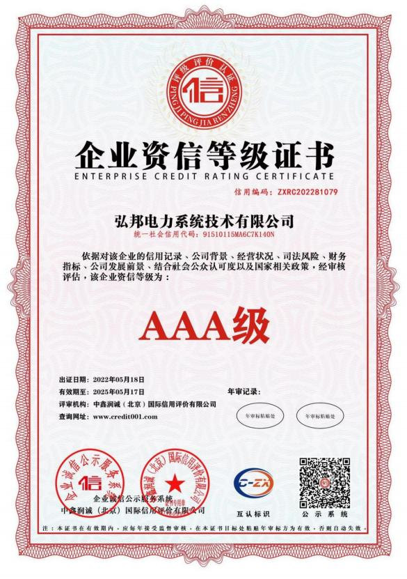 企业资信等级证书